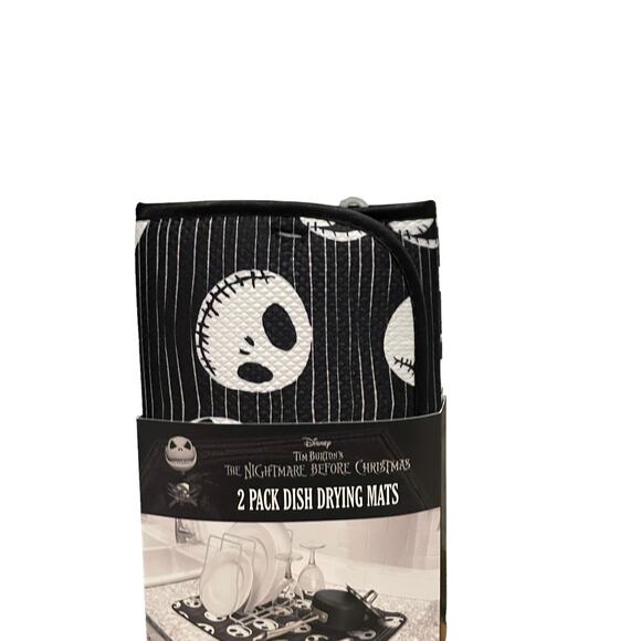 Disney NIGHTMARE BEFORE CHRISTMAS Dish Drying Mats Set of 2 Black & White New - Picture 11 of 16